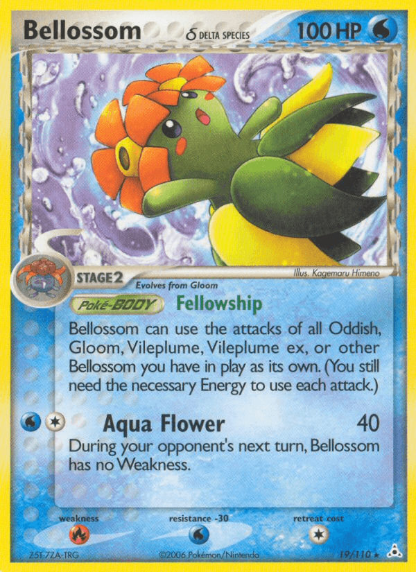 19, EX: Holon Phantoms, Fire[×2], Normal, Rare, Water, Water[-30] Bellossom (19/110) (Delta Species) [EX: Holon Phantoms] - Trading Card World
