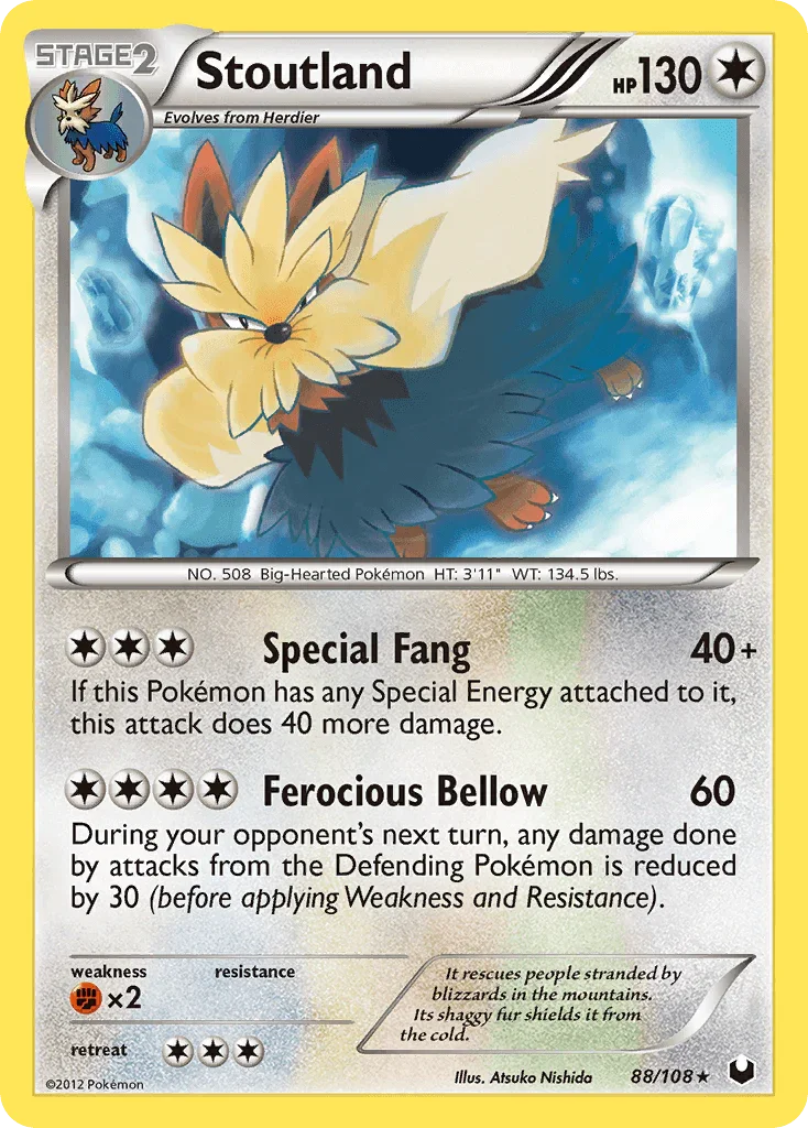 88, Black & White: Dark Explorers, Colorless, Fighting[×2], Normal, Rare, Reverse Holofoil Stoutland (88/108) [Black & White: Dark Explorers] - Trading Card World