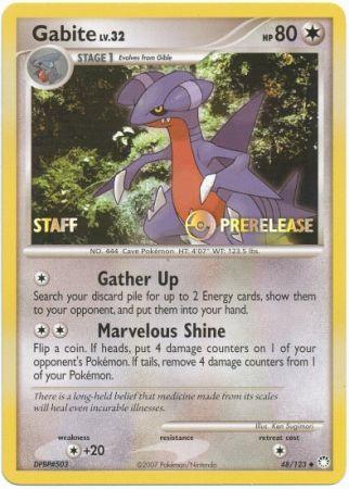 48, Colorless, Colorless[+20], Diamond & Pearl: Black Star Promos, Normal, Promo Gabite (48/123) (Staff Prerelease Promo) [Diamond & Pearl: Black Star Promos] - Trading Card World