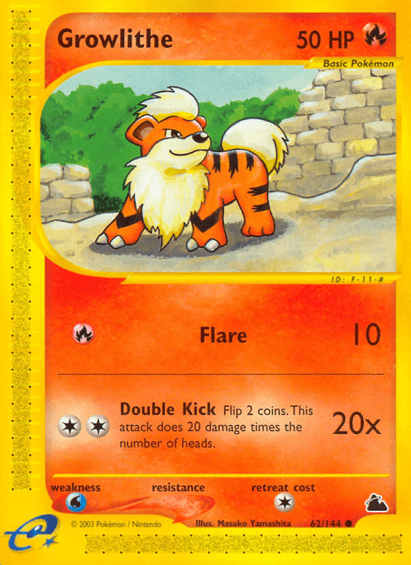 62, Common, Fire, Normal, Reverse Holofoil, Skyridge, Water[×2] Growlithe (62/144) [Skyridge] - Trading Card World