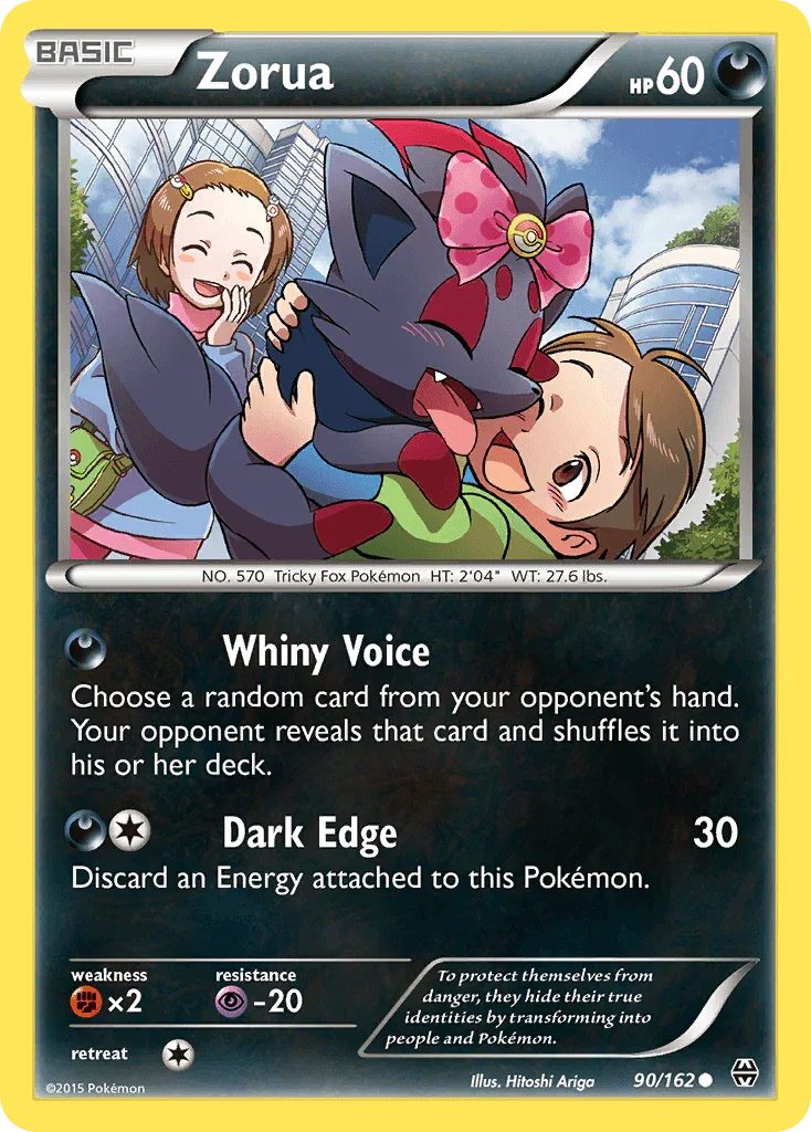 90, Common, Darkness, Fighting[×2], Normal, Psychic[-20], Reverse Holofoil, XY: BREAKthrough Zorua (90/162) [XY: BREAKthrough] - Trading Card World