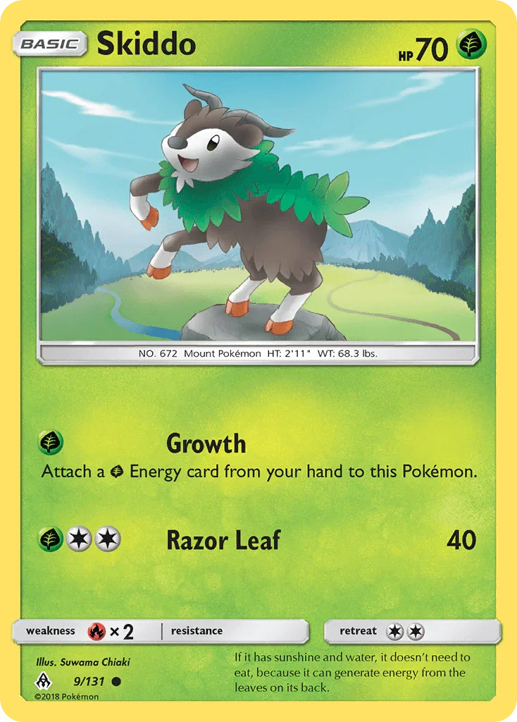 Common, Fire[×2], Grass, Normal, Reverse Holofoil, Sun & Moon: Forbidden Light Skiddo (9/131) [Sun & Moon: Forbidden Light] - Trading Card World