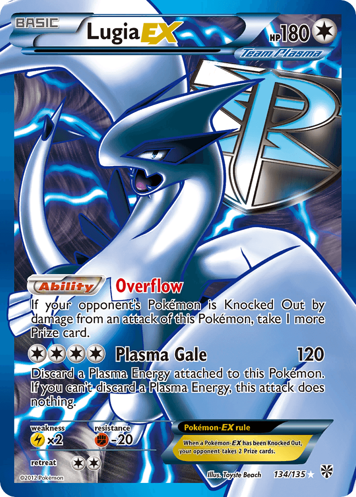 134, Black & White: Plasma Storm, Colorless, Fighting[-20], Holofoil, Lightning[×2], Ultra Rare Lugia EX (134/135) [Black & White: Plasma Storm] - Trading Card World