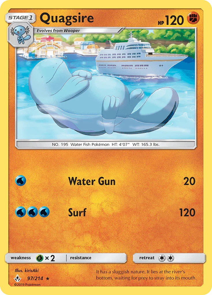 97, Fighting, Grass[×2], Normal, Rare, Reverse Holofoil, Sun & Moon: Unbroken Bonds Quagsire (97/214) [Sun & Moon: Unbroken Bonds] - Trading Card World