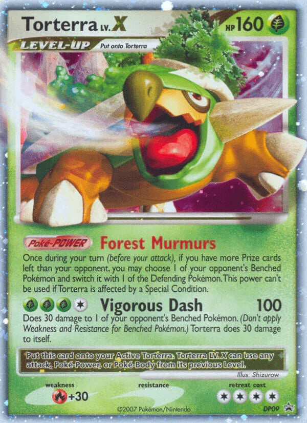 Black Star Promo, Diamond & Pearl: Black Star Promos, DP09, Fire[+30], Grass, Holofoil Torterra LV.X (DP09) [Diamond & Pearl: Black Star Promos] - Trading Card World