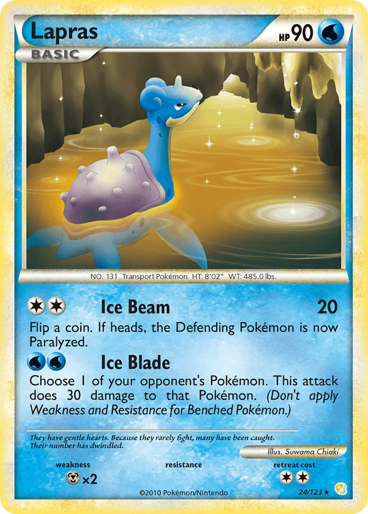 24, HeartGold & SoulSilver: Base Set, Metal[×2], Normal, Rare, Reverse Holofoil, Water Lapras (24/123) [HeartGold & SoulSilver: Base Set] - Trading Card World