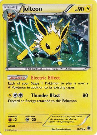26, Fighting[×2], Holofoil, Lightning, Metal[-20], Promo, XY: Ancient Origins Jolteon (26/98) (Cosmos Holo) [XY: Ancient Origins] - Trading Card World