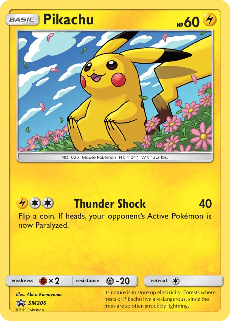Fighting [x2], Holofoil, Lightning, Metal [-20], Promo, SM206, Sun & Moon: Black Star Promos Pikachu (SM206) [Sun & Moon: Black Star Promos] - Trading Card World