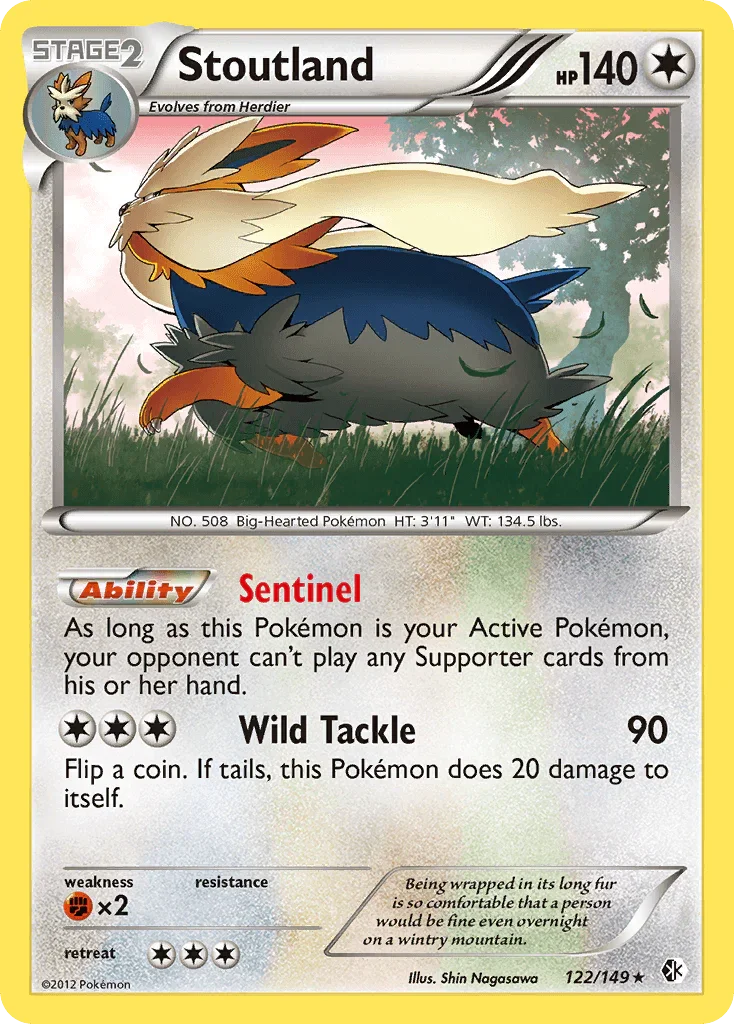 122, Black & White: Boundaries Crossed, Colorless, Fighting[×2], Holo Rare, Holofoil, Reverse Holofoil Stoutland (122/149) [Black & White: Boundaries Crossed] - Trading Card World