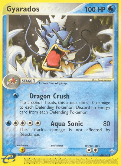 32, EX: Dragon, Lightning[×2], Normal, Reverse Holofoil, Uncommon, Water Gyarados (32/97) [EX: Dragon] - Trading Card World