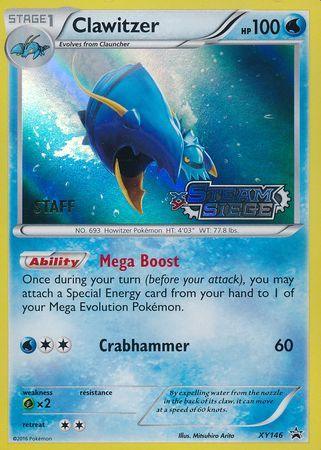 Grass[×2], Holofoil, Promo, Water, XY146, XY: Black Star Promos Clawitzer (XY146) (Staff) [XY: Black Star Promos] - Trading Card World