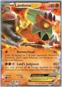 89, Fighting, Lightning[-20], Normal, Ultra Rare, Water[×2], World Championships 2015 Landorus EX (89/149) (The Flying Hammer - Rowan Stavenow) [World Championships 2015] - Trading Card World