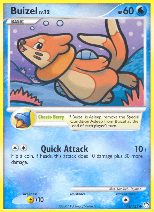 75, Common, Diamond & Pearl: Mysterious Treasures, Lightning[+10], Normal, Reverse Holofoil, Water Buizel (75/123) [Diamond & Pearl: Mysterious Treasures] - Trading Card World