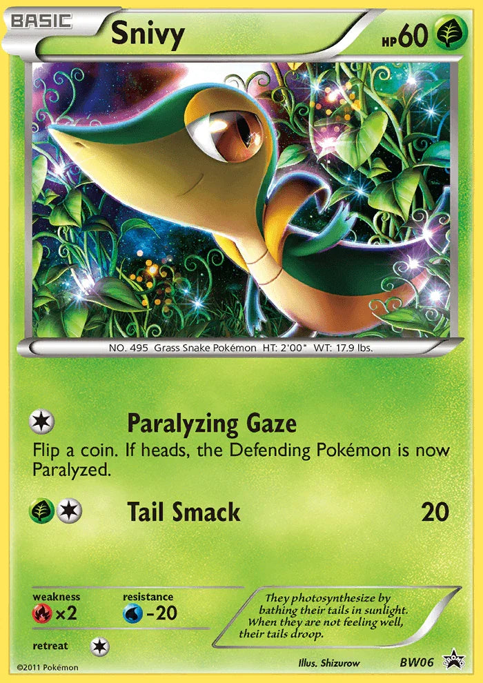 Black & White: Black Star Promos, Black Star Promo, BW06, Fire[×2], Grass, Holofoil, Water[-20] Snivy (BW06) [Black & White: Black Star Promos] - Trading Card World