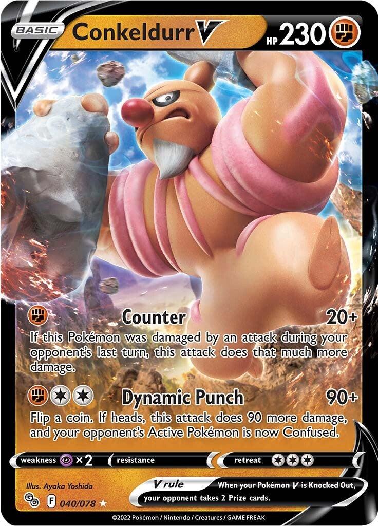 040, Fighting, Holofoil, Pokémon GO, Psychic [x2], Ultra Rare Conkeldurr V (040/078) [Pokémon GO] - Trading Card World