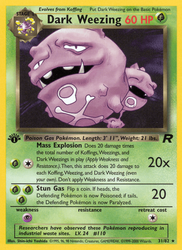 1st Edition Normal, 31, Grass, Psychic[×2], Rare, Team Rocket 1st Edition Dark Weezing (31/82) [Team Rocket 1st Edition] - Trading Card World