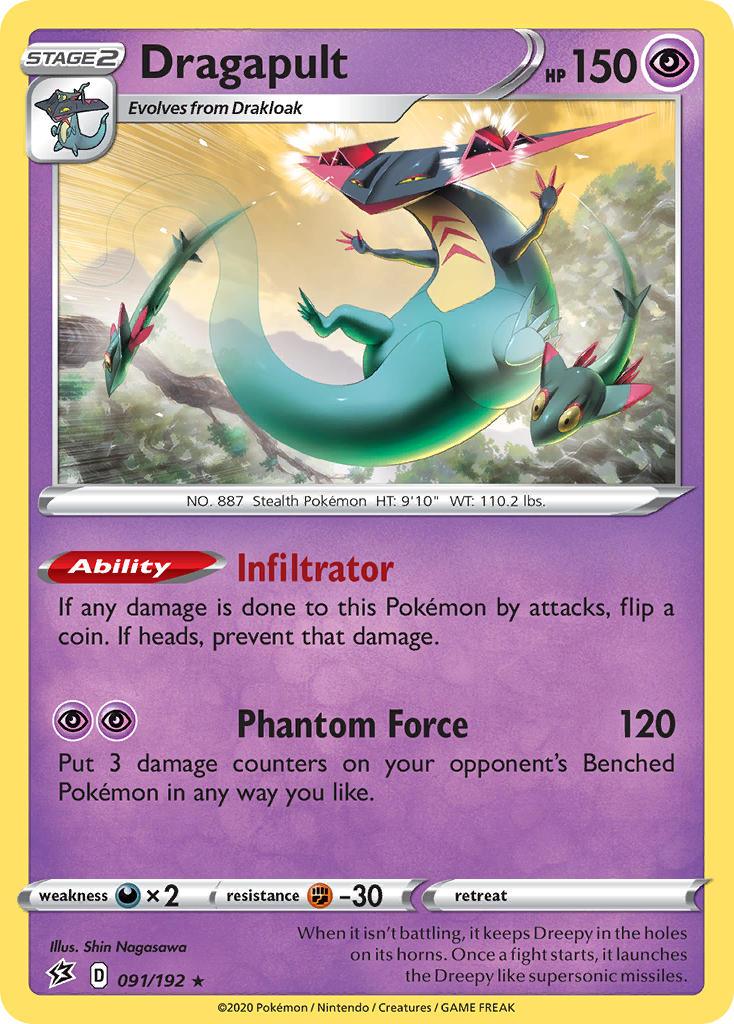 091, Darkness[×2], Fighting[-30], Normal, Psychic, Rare, Sword & Shield: Rebel Clash Dragapult (091/192) (Theme Deck Exclusive) [Sword & Shield: Rebel Clash] - Trading Card World