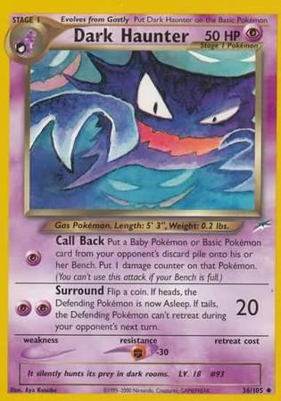36, Fighting[-30], Neo Destiny Unlimited, Normal, Psychic, Uncommon Dark Haunter (36/105) [Neo Destiny Unlimited] - Trading Card World
