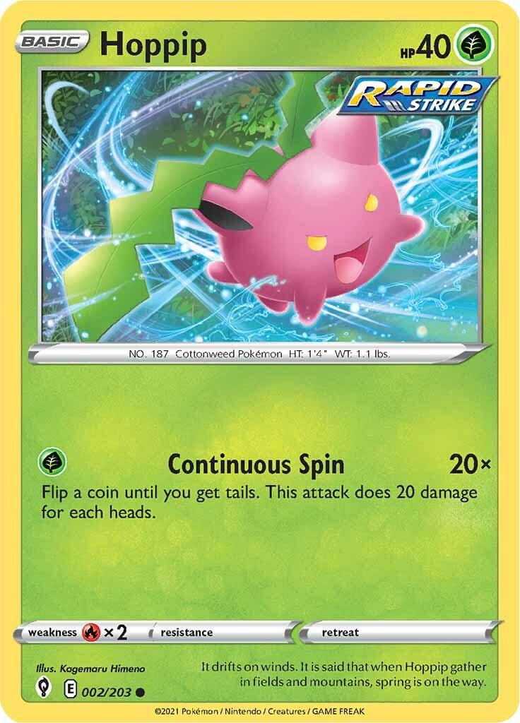 002, Common, Fire [x2], Grass, Normal, Reverse Holofoil, Sword & Shield: Evolving Skies Hoppip (002/203) [Sword & Shield: Evolving Skies] - Trading Card World