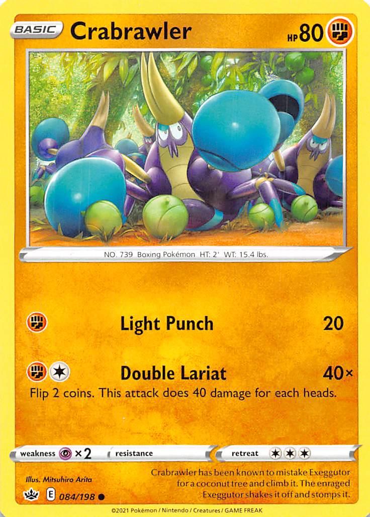 084, Common, Fighting, Normal, Psychic [x2], Reverse Holofoil, Sword & Shield: Chilling Reign Crabrawler (084/198) [Sword & Shield: Chilling Reign] - Trading Card World