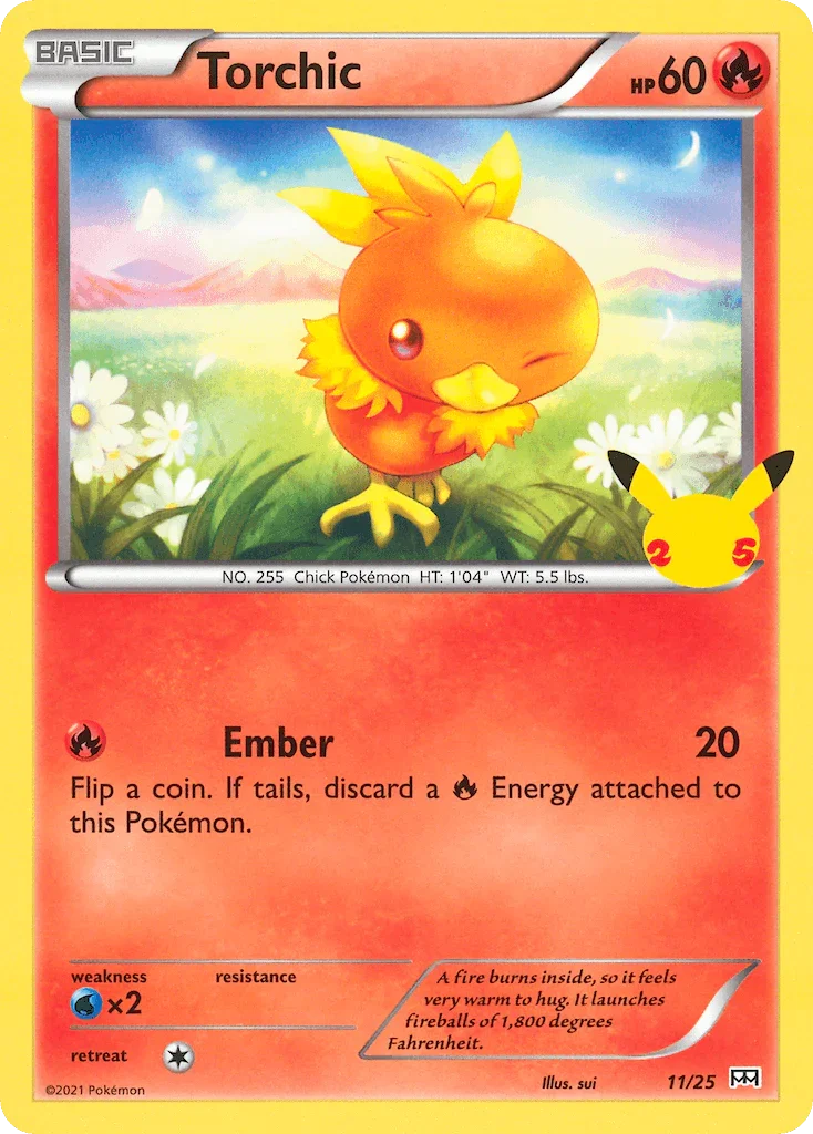 11, Fire, Holofoil, McDonald's 25th Anniversary, Normal, Promo, Water[×2] Torchic (11/25) [McDonald's 25th Anniversary] - Trading Card World