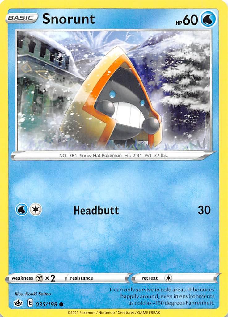 035, Common, Metal[x2], Normal, Reverse Holofoil, Sword & Shield: Chilling Reign, Water Snorunt (035/198) [Sword & Shield: Chilling Reign] - Trading Card World