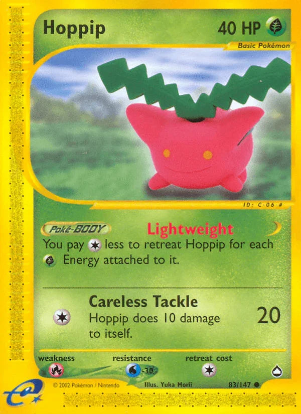 83, Aquapolis, Common, Fire[×2], Grass, Normal, Reverse Holofoil, Water[-30] Hoppip (83/147) [Aquapolis] - Trading Card World