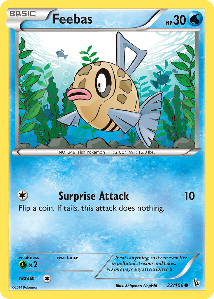 22, Common, Grass[×2], Normal, Reverse Holofoil, Water, XY: Flashfire Feebas (22/106) [XY: Flashfire] - Trading Card World
