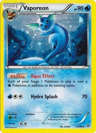 22, Grass[×2], Holofoil, Uncommon, Water, XY: Ancient Origins Vaporeon (22/98) (Cosmos Holo) [XY: Ancient Origins] - Trading Card World