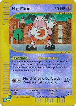 95b, Aquapolis, Common, Normal, Psychic, Psychic[×2], Reverse Holofoil Mr Mime (95b/147) [Aquapolis] - Trading Card World