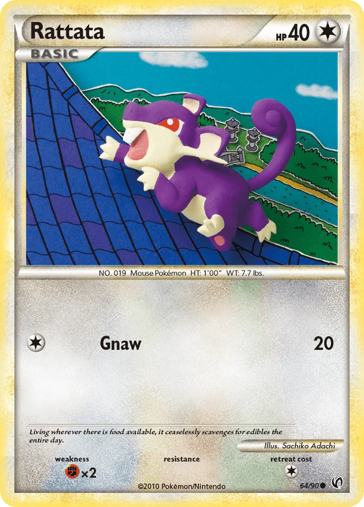 64, Colorless, Common, Fighting[×2], HeartGold & SoulSilver: Undaunted, Normal, Reverse Holofoil Rattata (64/90) [HeartGold & SoulSilver: Undaunted] - Trading Card World