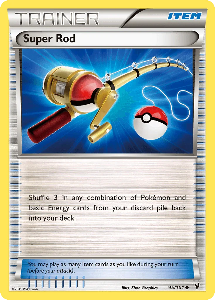 95, Black & White: Noble Victories, Item, Normal, Reverse Holofoil, Uncommon Super Rod (95/101) [Black & White: Noble Victories] - Trading Card World