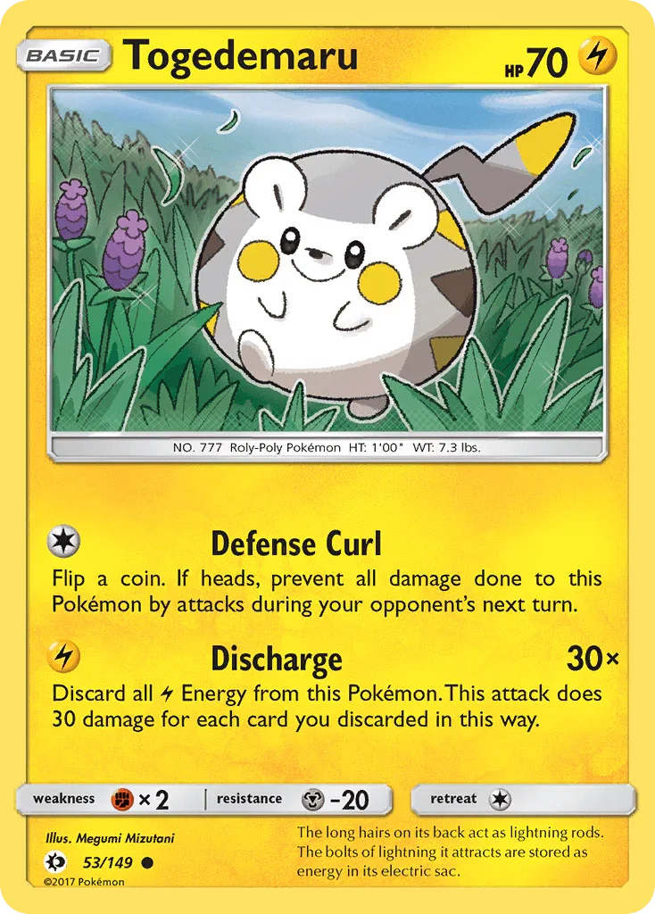 53, Common, Fighting[×2], Lightning, Metal[-20], Normal, Reverse Holofoil, Sun & Moon: Base Set Togedemaru (53/149) [Sun & Moon: Base Set] - Trading Card World