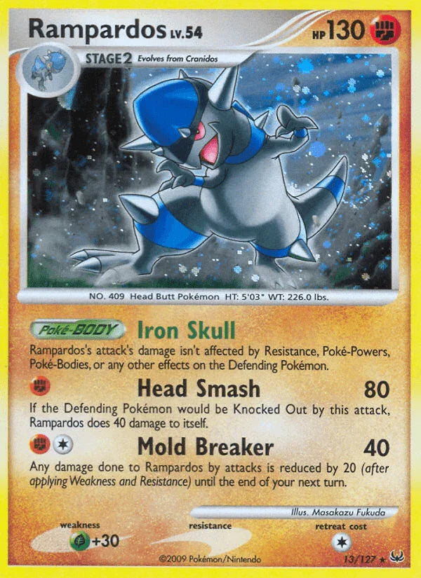 13, Fighting, Grass[+30], Holo Rare, Holofoil, Platinum: Base Set, Reverse Holofoil Rampardos (13/127) [Platinum: Base Set] - Trading Card World