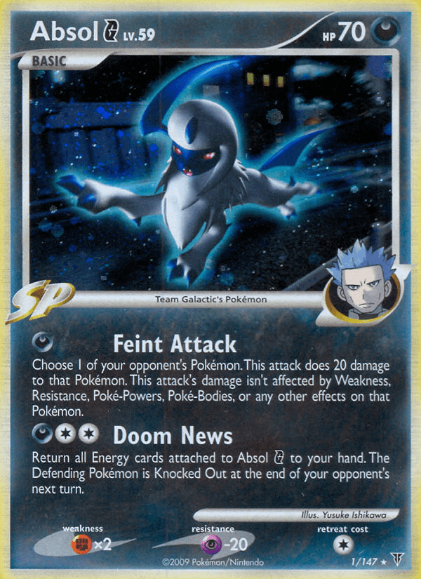 Darkness, Fighting[×2], Holo Rare, Holofoil, Platinum: Supreme Victors, Psychic[-20], Reverse Holofoil Absol G (1/147) [Platinum: Supreme Victors] - Trading Card World