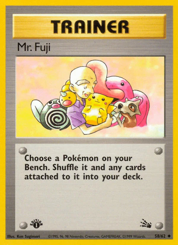 1st Edition Normal, 58, Fossil 1st Edition, Trainer, Uncommon Mr. Fuji (58/62) [Fossil 1st Edition] - Trading Card World