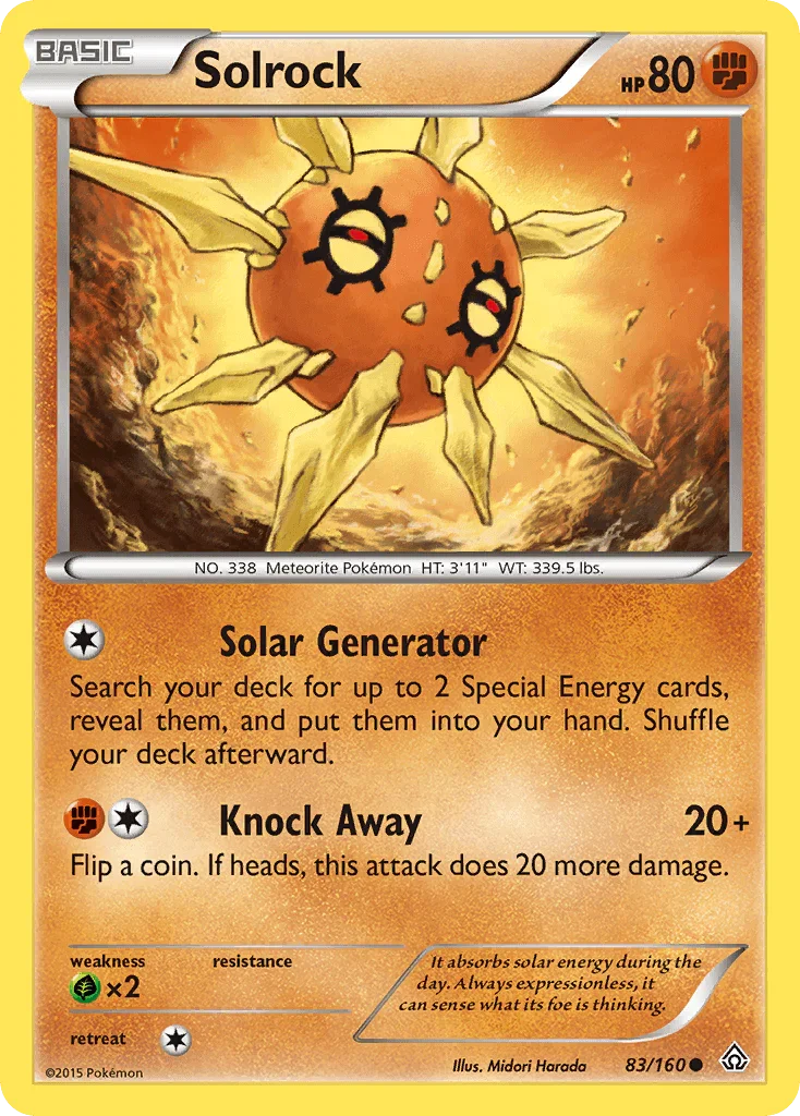 83, Common, Fighting, Grass[×2], Normal, Reverse Holofoil, XY: Primal Clash Solrock (83/160) [XY: Primal Clash] - Trading Card World