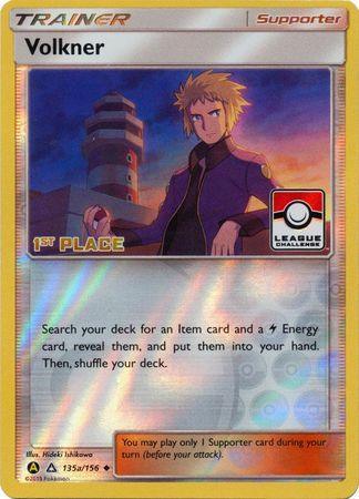 135a, Promo, Reverse Holofoil, Sun & Moon: Ultra Prism, Supporter Volkner (135a/156) (League Challenge 1st Place) [Sun & Moon: Ultra Prism] - Trading Card World
