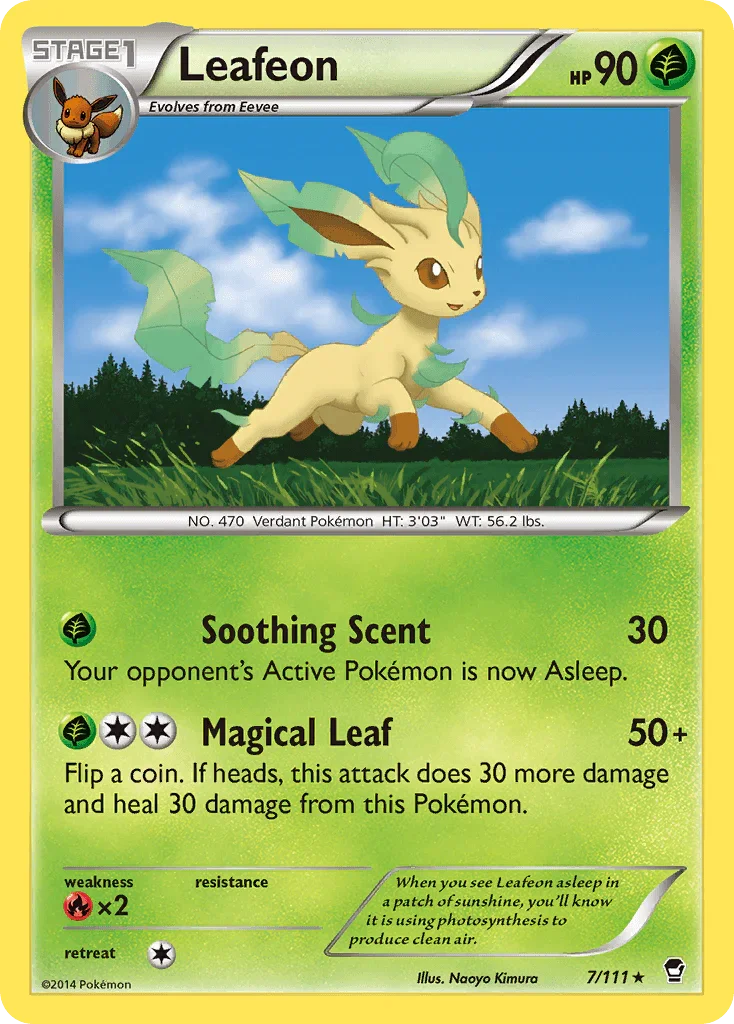 Fire[×2], Grass, Normal, Rare, Reverse Holofoil, XY: Furious Fists Leafeon (7/111) [XY: Furious Fists] - Trading Card World