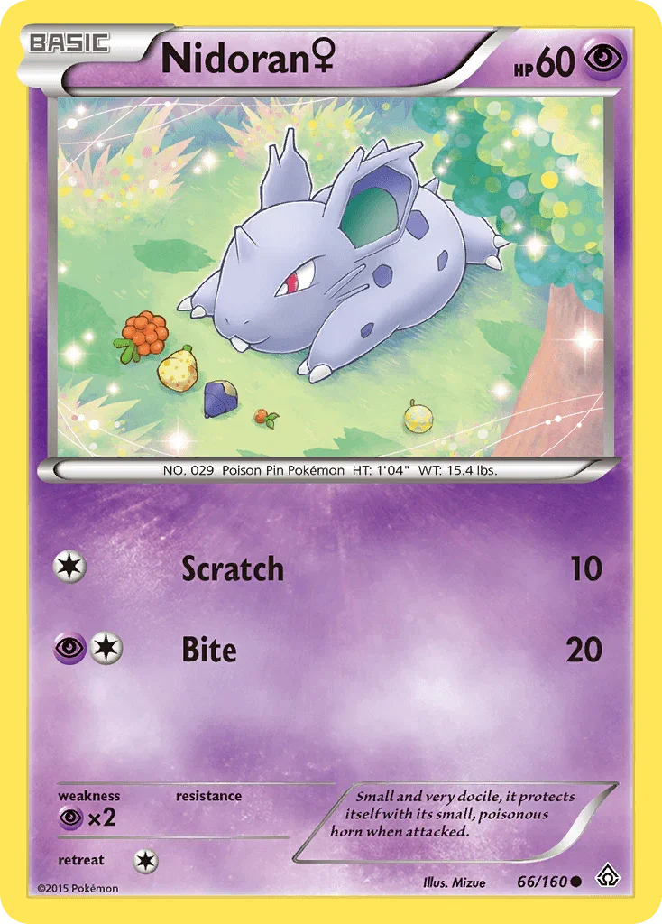 66, Common, Normal, Psychic, Psychic[×2], Reverse Holofoil, XY: Primal Clash Nidoran (66/160) (Female) [XY: Primal Clash] - Trading Card World