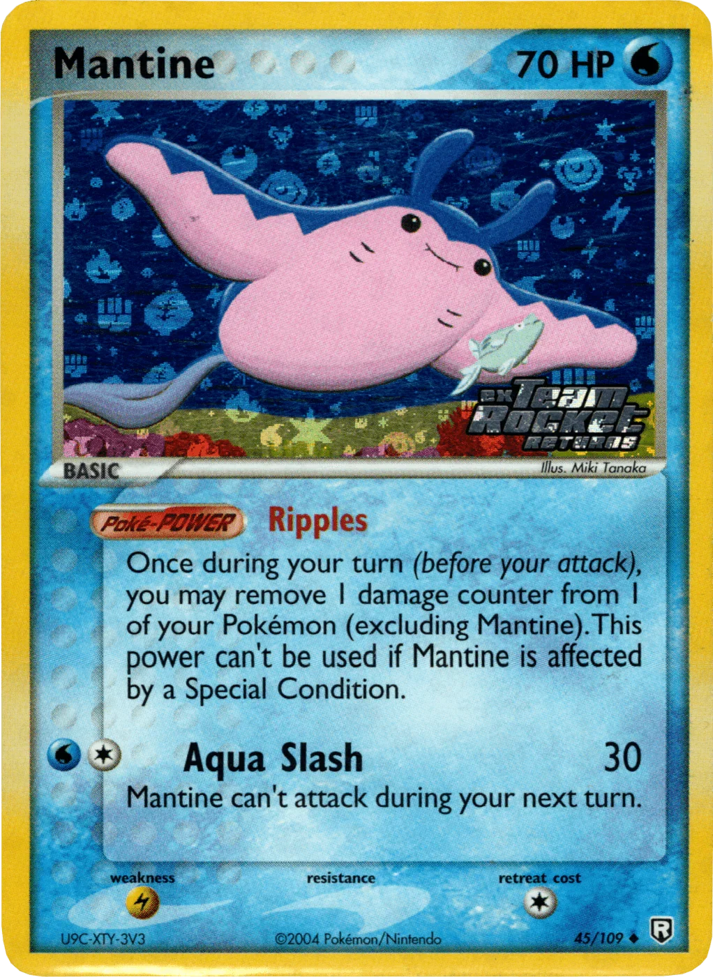 45, EX: Team Rocket Returns, Lightning[×2], Reverse Holofoil, Uncommon, Water Mantine (45/109) (Stamped) [EX: Team Rocket Returns] - Trading Card World