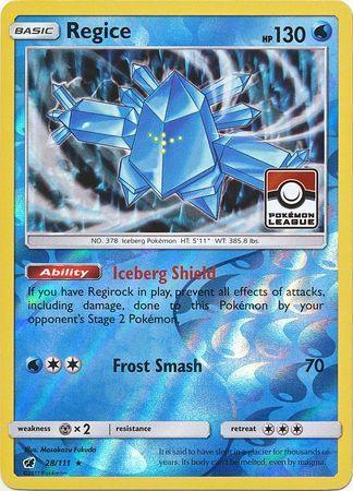 28, Metal[×2], Promo, Reverse Holofoil, Sun & Moon: Crimson Invasion, Water Regice (28/111) (League Promo) [Sun & Moon: Crimson Invasion] - Trading Card World