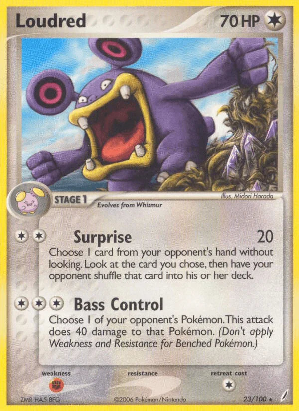 23, Colorless, EX: Crystal Guardians, Fighting[×2], Normal, Rare Loudred (23/100) [EX: Crystal Guardians] - Trading Card World