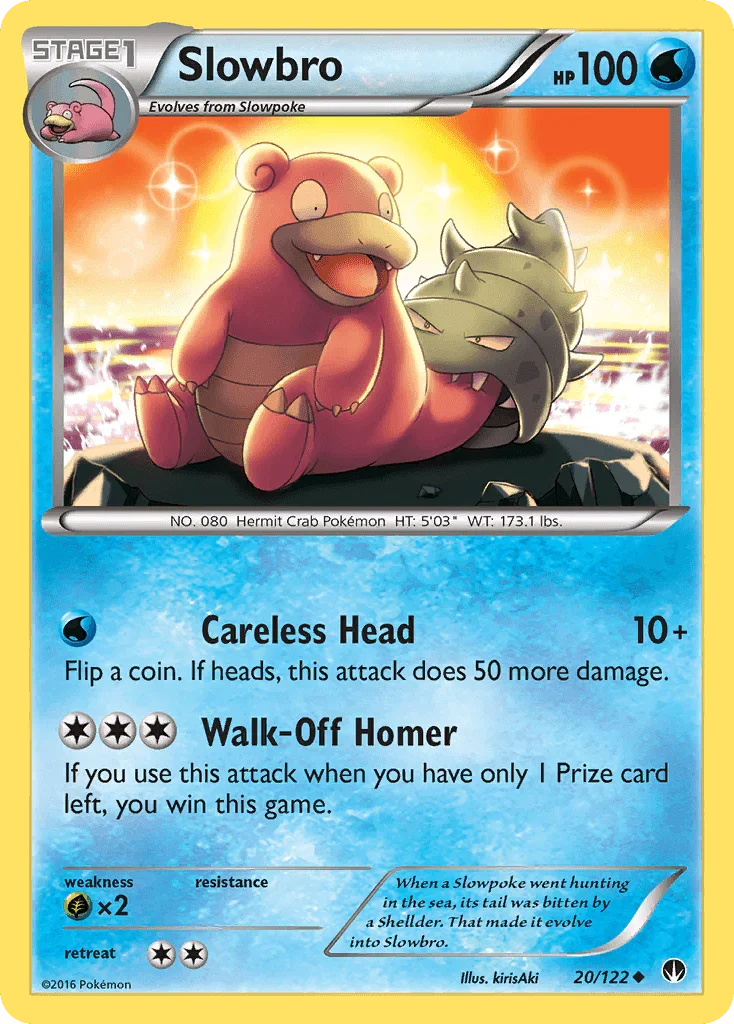 20, Grass[×2], Normal, Reverse Holofoil, Uncommon, Water, XY: BREAKpoint Slowbro (20/122) [XY: BREAKpoint] - Trading Card World