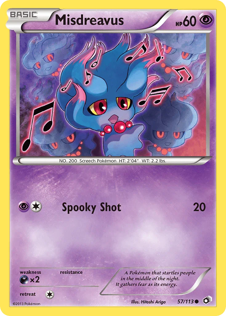 57, Black & White: Legendary Treasures, Common, Darkness[×2], Normal, Psychic, Reverse Holofoil Misdreavus (57/113) [Black & White: Legendary Treasures] - Trading Card World
