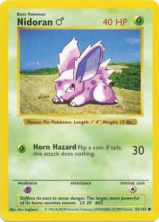 55, Base Set Shadowless Unlimited, Common, Grass, Normal, Psychic[×2] Nidoran (55/102) (Male) [Base Set Shadowless Unlimited] - Trading Card World