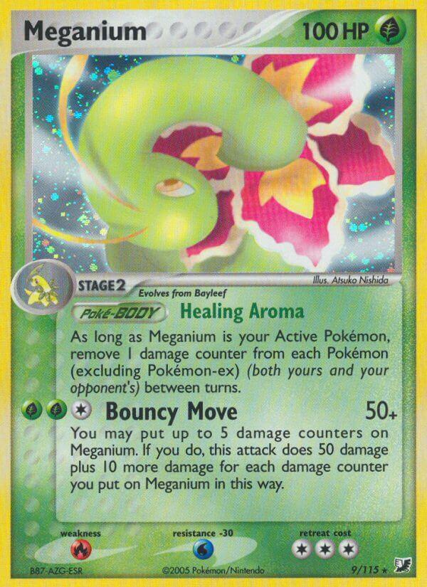EX: Unseen Forces, Fire[×2], Grass, Normal, Rare, Water[-20] Meganium (9/115) (Theme Deck Exclusive) [EX: Unseen Forces] - Trading Card World
