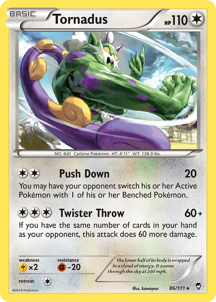 86, Colorless, Fighting[-20], Lightning[×2], Normal, Rare, Reverse Holofoil, XY: Furious Fists Tornadus (86/111) [XY: Furious Fists] - Trading Card World