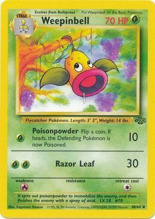 48, Fire[×2], Grass, Jungle Unlimited, Normal, Uncommon Weepinbell (48/64) [Jungle Unlimited] - Trading Card World