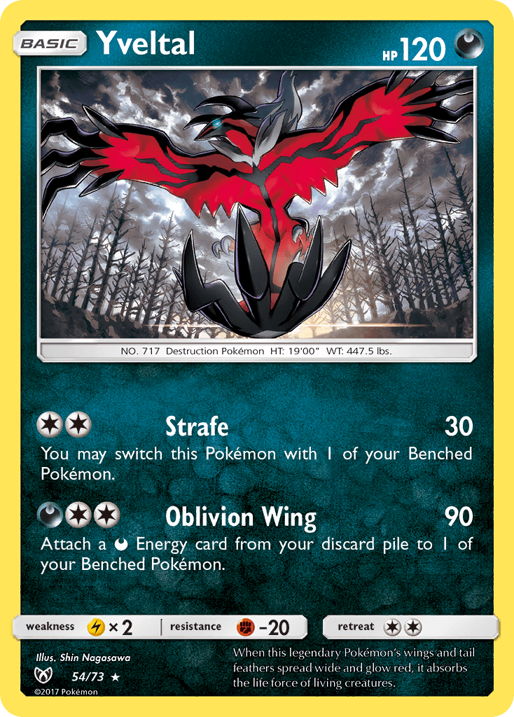 54, Darkness, Fighting[-20], Holo Rare, Holofoil, Lightning[×2], Reverse Holofoil, Sun & Moon: Shining Legends Yveltal (54/73) [Sun & Moon: Shining Legends] - Trading Card World